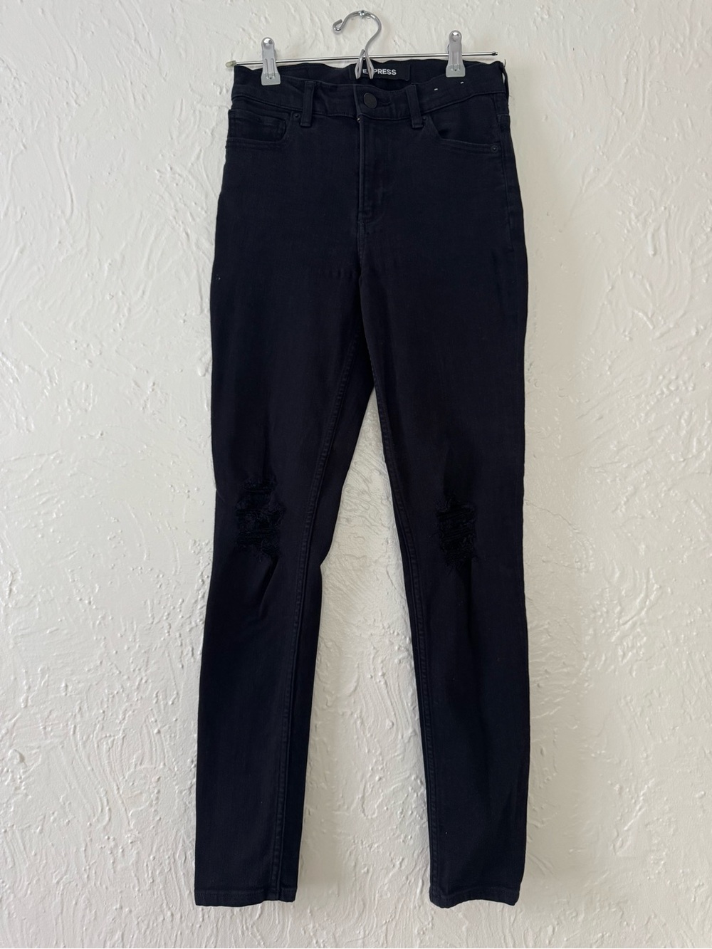 Express Black High-Rise Ripped Skinny Jeans for Women